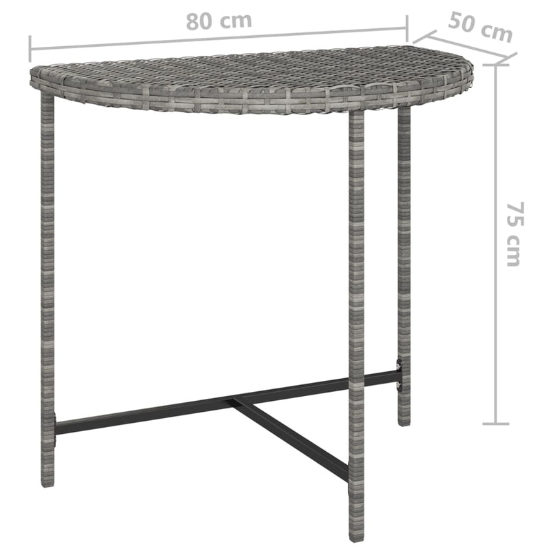 Puutarhapöytä harmaa 80x50x75 cm polyrottinki Ulkopöydät