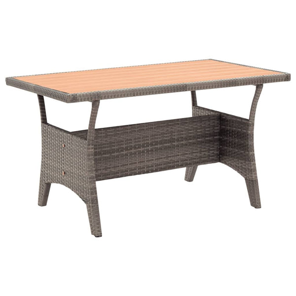 Puutarhapöytä harmaa 120x70x66 cm polyrottinki