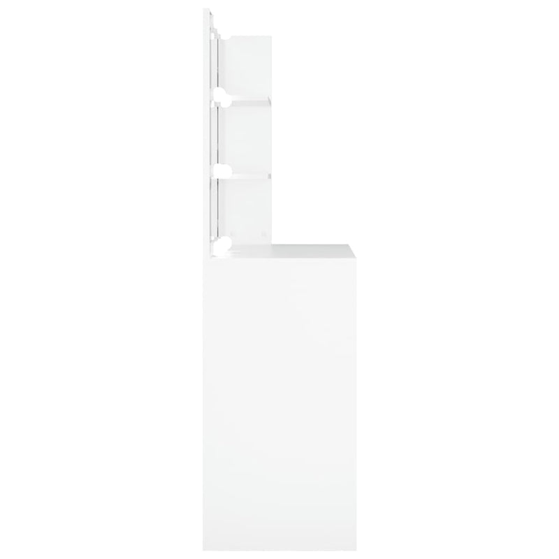 Peilipöytä LED-valoilla valkoinen 74,5x40x141 cm