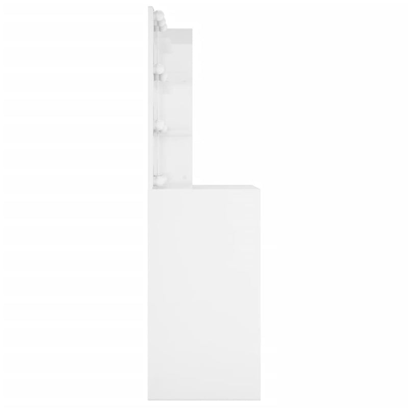 Peilipöytä LED-valoilla korkeakiilto valkoinen 60x40x140 cm
