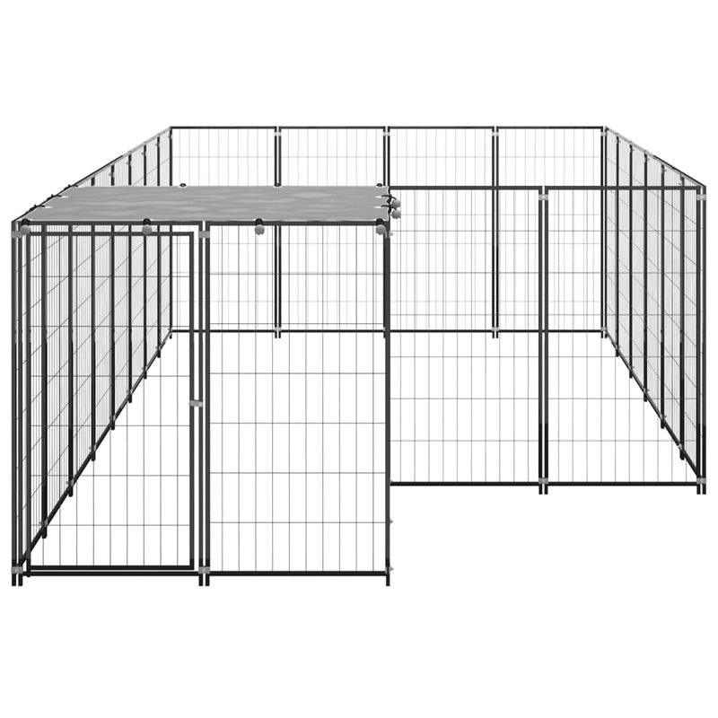Koiranhäkki musta 8,47 m² teräs - KIWAHome.com