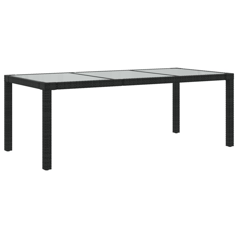 Puutarhapöytä 190x90x75 cm karkaistu lasi ja polyrottinki musta Ulkopöydät