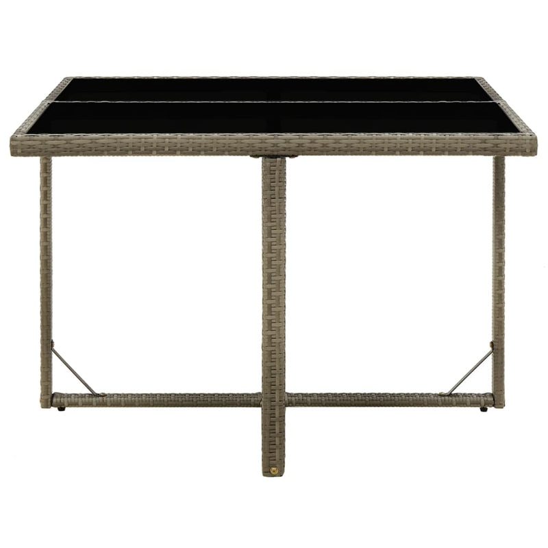 Puutarhapöytä harmaa 109x107x74 cm polyrottinki ja lasi