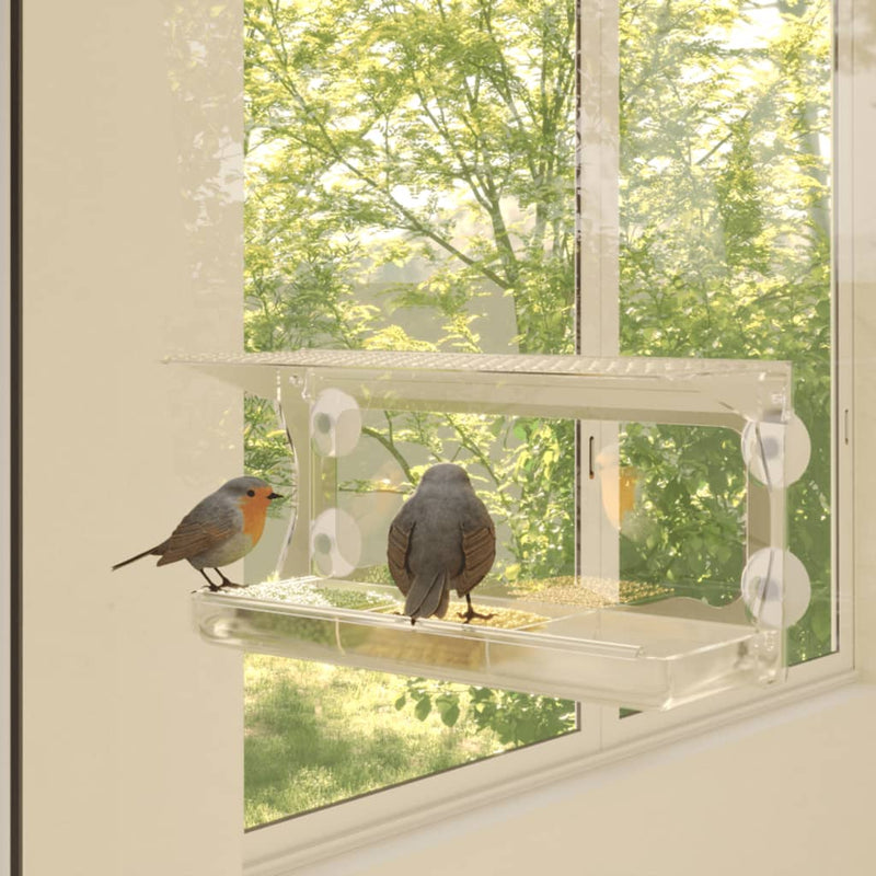Linnun ikkunasyöttölaitteet 2 kpl akryyli 30x12x15 cm