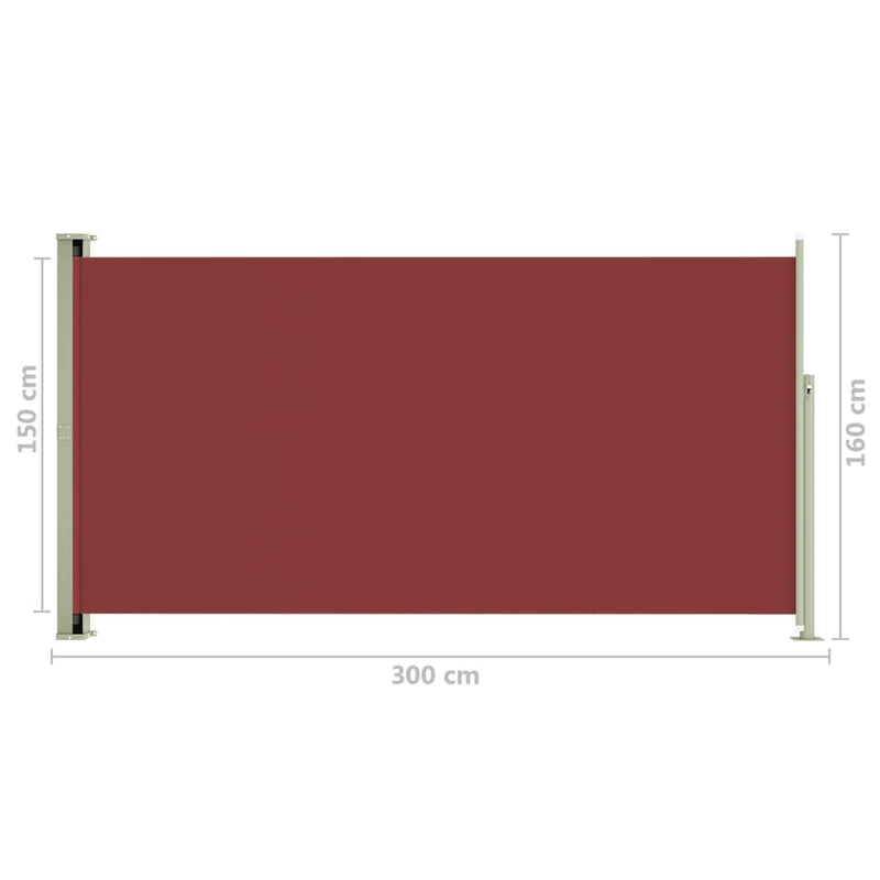 Sisäänvedettävä terassin sivumarkiisi 160x300 cm punainen Päivän- & aurinkovarjot