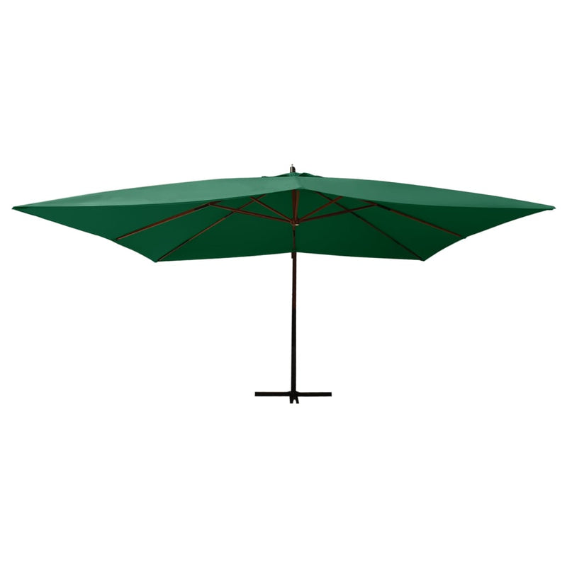 Riippuva aurinkovarjo puupylväällä 400x300 cm vihreä - KIWAHome.com
