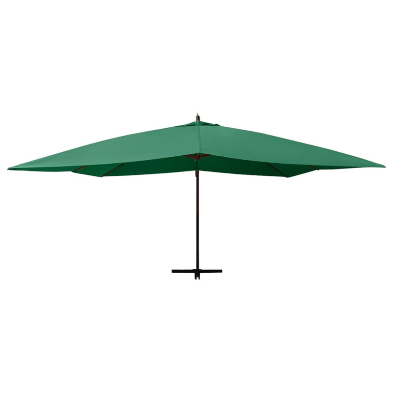 Riippuva aurinkovarjo puupylväällä 400x300 cm vihreä - KIWAHome.com