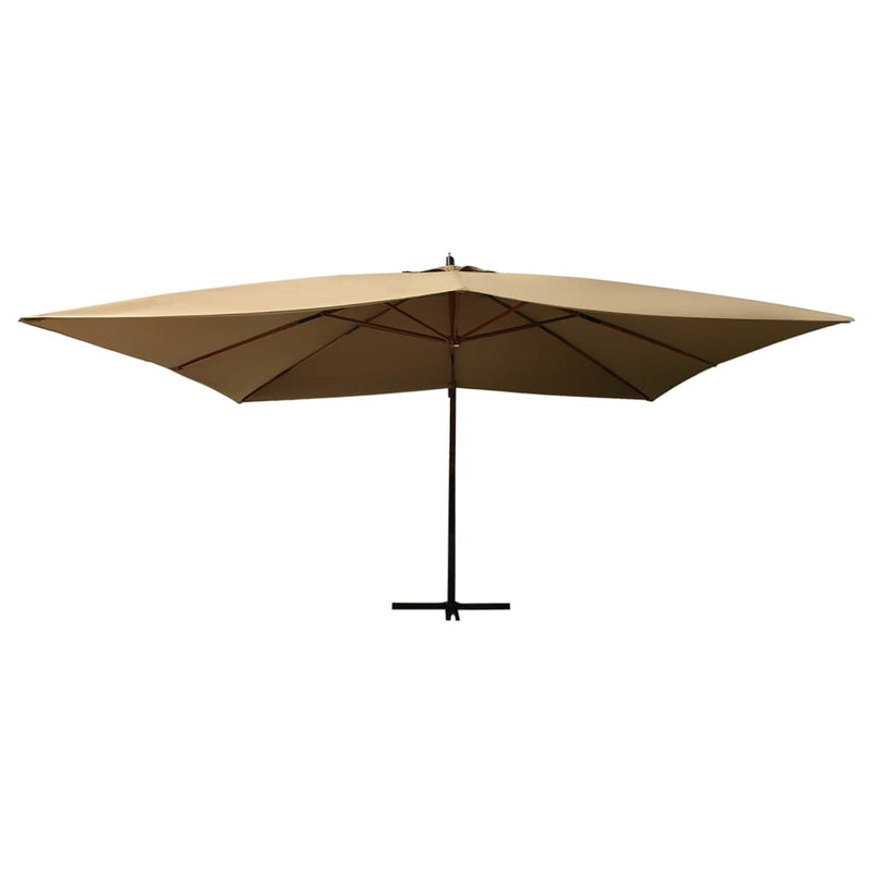 Riippuva aurinkovarjo puupylväällä 400x300 cm taupe - KIWAHome.com