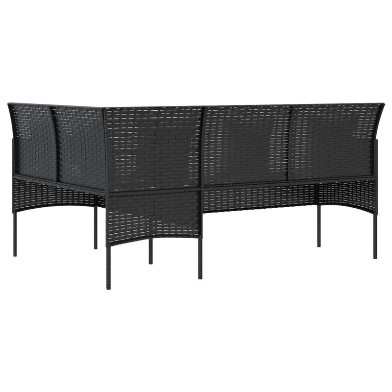 L-muotoinen sohva tyynyillä polyrottinki musta - KIWAHome.com
