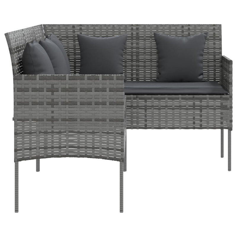 L-muotoinen sohva tyynyillä polyrottinki harmaa - KIWAHome.com