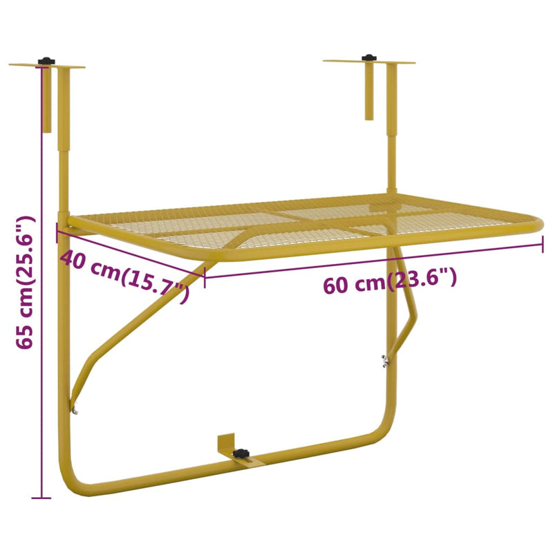 Parvekepöytä kultainen 60x40 cm teräs - KIWAHome.com