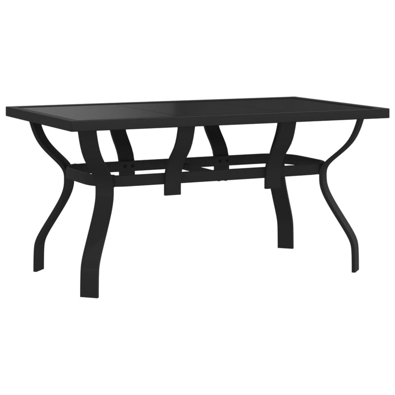 Puutarhapöytä musta 140x70x70 cm teräs ja lasi - KIWAHome.com