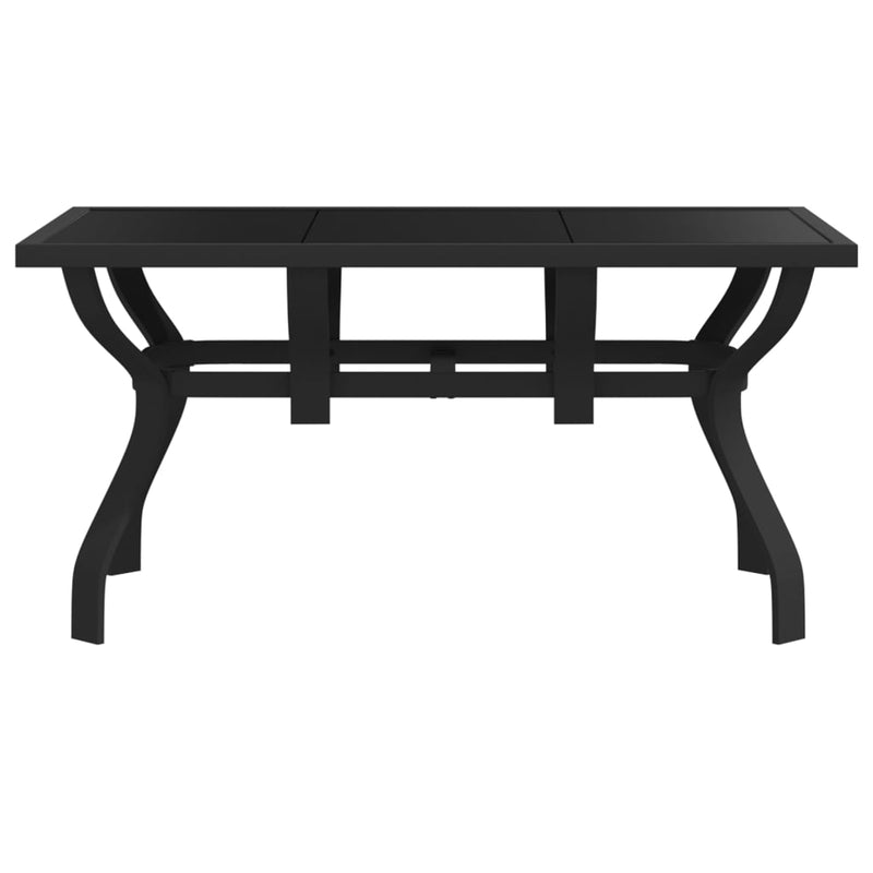 Puutarhapöytä musta 140x70x70 cm teräs ja lasi - KIWAHome.com
