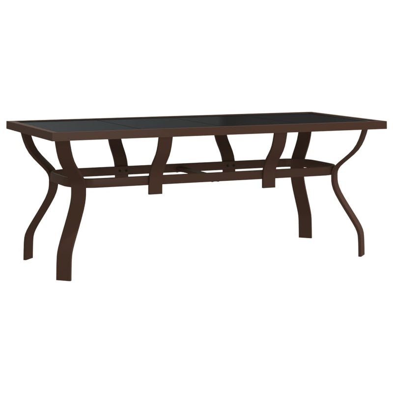 Puutarhapöytä ruskea ja musta 180x80x70 cm teräs ja lasi - KIWAHome.com