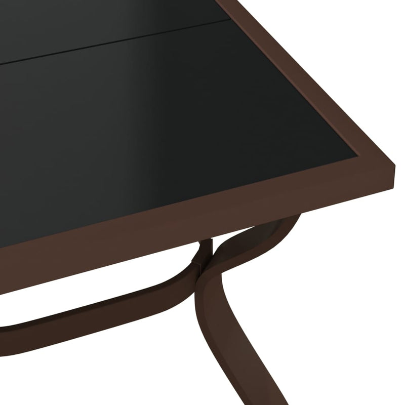 Puutarhapöytä ruskea ja musta 180x80x70 cm teräs ja lasi - KIWAHome.com