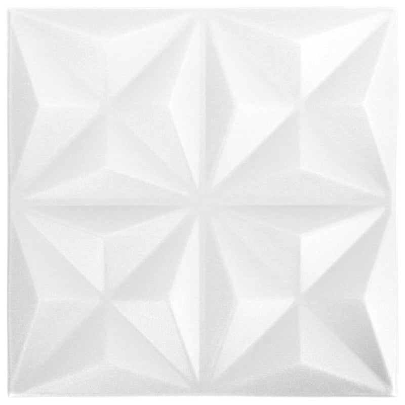3D-seinäpaneelit 12 kpl 50x50 cm valkoinen origami 3 m² - KIWA home