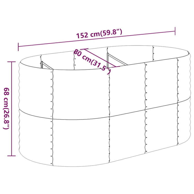Puutarhakukkalaatikko jauhemaalattu teräs 152x80x68 cm hopea - KIWAHome.com