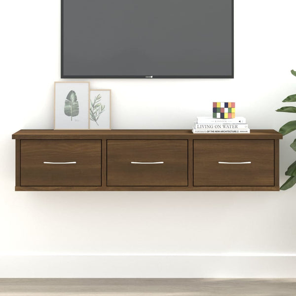TV-seinäkaappi ruskea tammi 88x26x18,5 cm tekninen puu