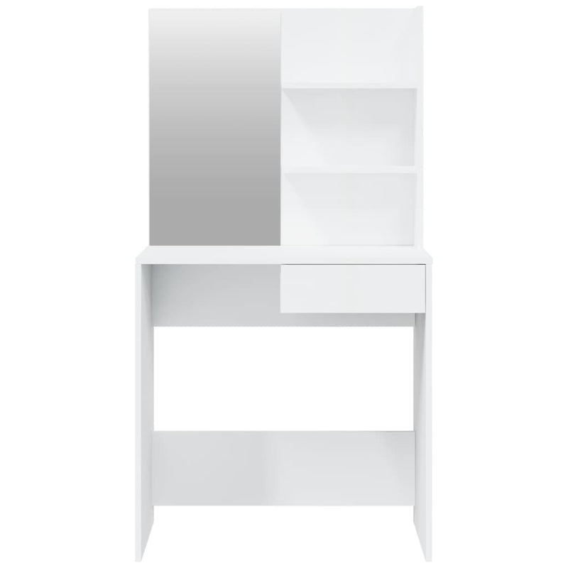 Peilipöytäsarja korkeakiilto valkoinen 74,5x40x141 cm