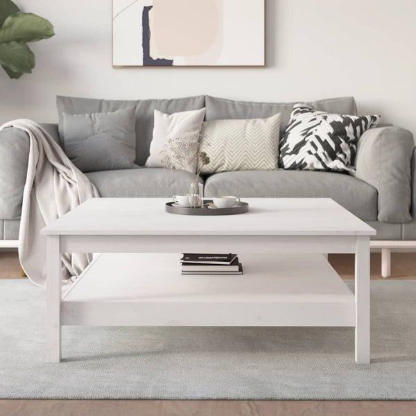 Sohvapöytä valkoinen 100x100x40 cm täysi mänty