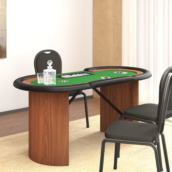 10 pelaajan pokeripöytä pelimerkkipidike vihreä 160x80x75 cm