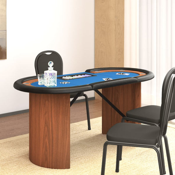 10 pelaajan pokeripöytä pelimerkkipidike sininen 160x80x75 cm