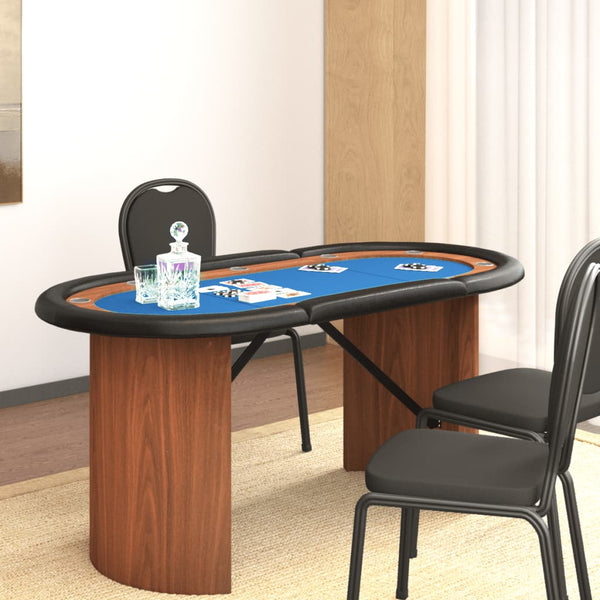10 pelaajan pokeripöytä sininen 160x80x75 cm