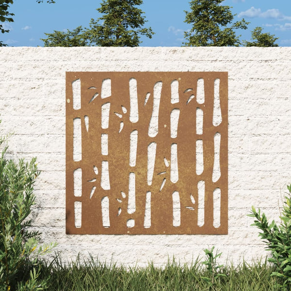 Puutarhaseinäkoriste 55x55 cm corten teräs bambukuvio