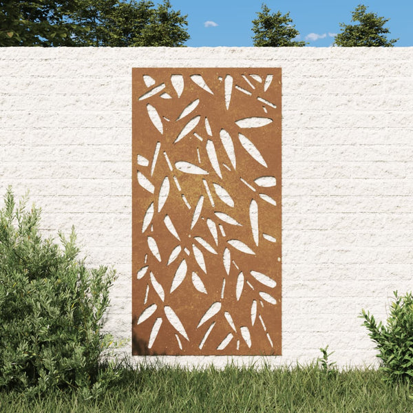 Puutarhaseinäkoriste 105x55 cm corten teräs bambunlehtikuvio