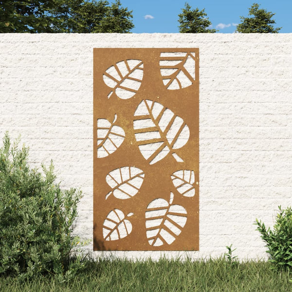 Puutarhaseinäkoriste 105x55 cm corten teräs lehtikuvio