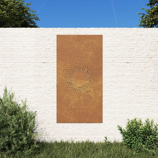 Puutarhaseinäkoriste 105x55 cm corten teräs aurinkokuvio