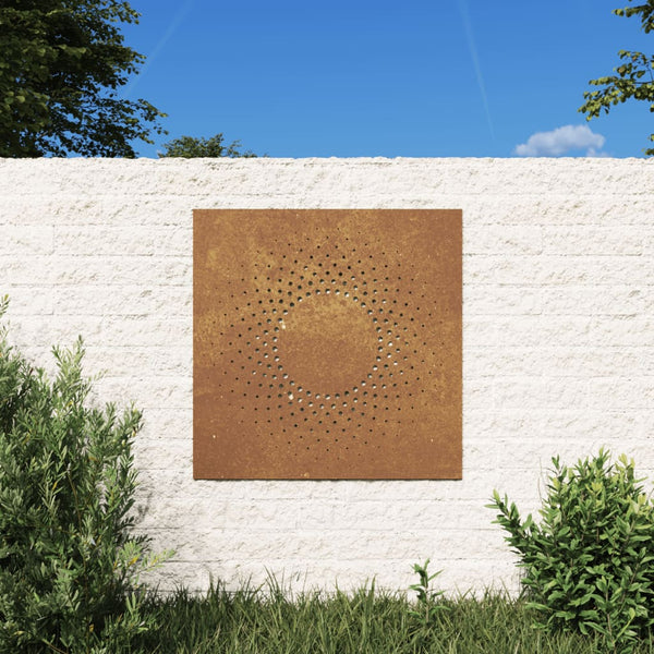 Puutarhaseinäkoriste 55x55 cm corten teräs aurinkokuvio