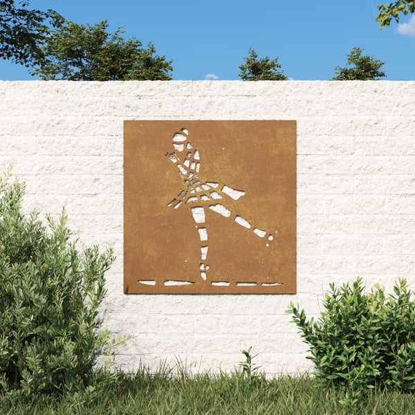 Puutarhaseinäkoriste 55x55 cm corten teräs balettitanssijakuvio