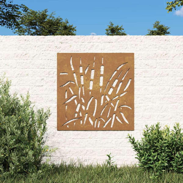 Puutarhaseinäkoriste 55x55 cm corten teräs ruohokuvio