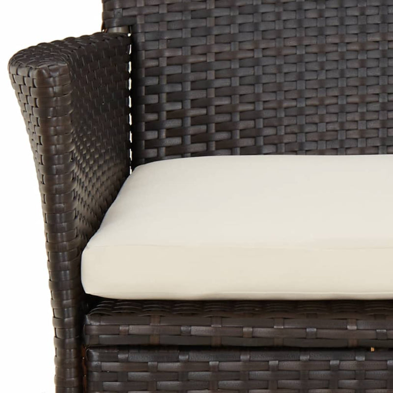 Puutarhatuolit tyynyillä 2 kpl ruskea polyrottinki