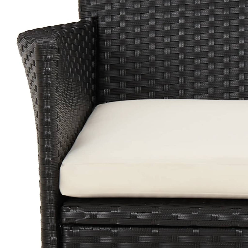 Puutarhatuolit tyynyillä 2 kpl musta polyrottinki