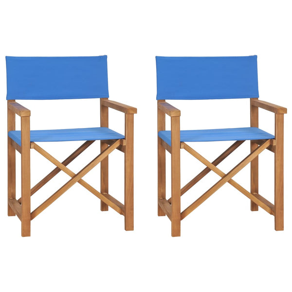 Taitettavat ohjaajan tuolit 2 kpl sininen täysi tiikki