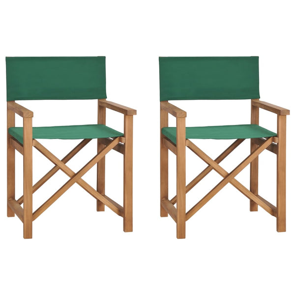Taitettavat ohjaajan tuolit 2 kpl vihreä täysi tiikki