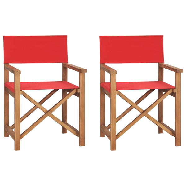 Taitettavat ohjaajan tuolit 2 kpl punainen täysi tiikki