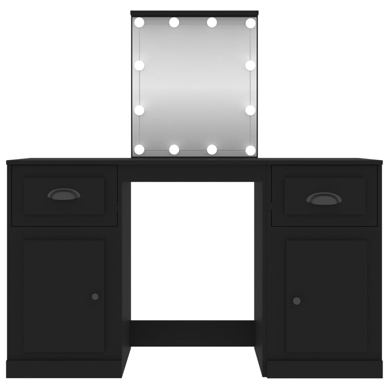 Peilipöytä LED-valoilla musta 130x50x132,5 cm