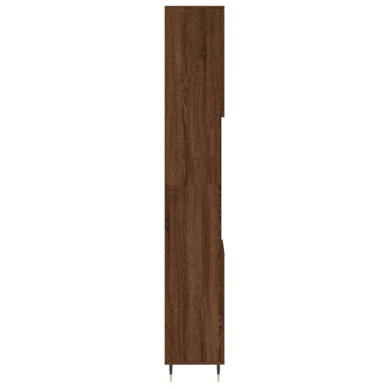 Kylpyhuoneen kaappi ruskea tammi 30x30x190 cm tekninen puu