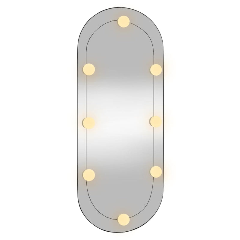 Seinäpeili LED-valoilla 30x70 cm lasi ovaali