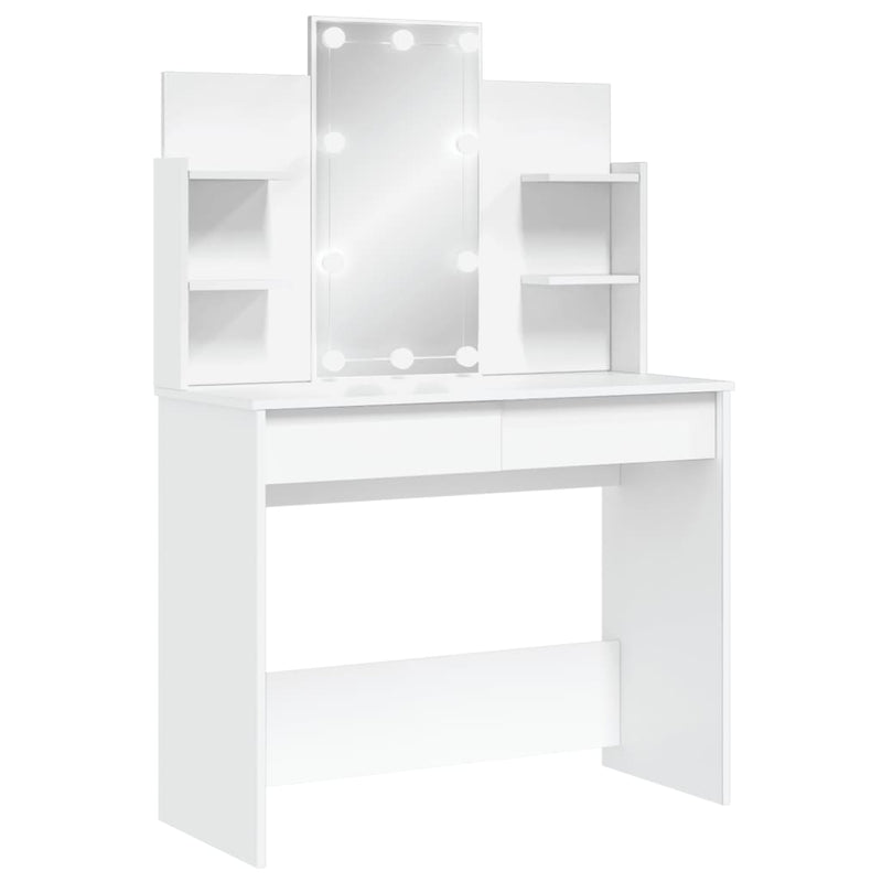 Peilipöytä LED-valoilla valkoinen 96x40x142 cm