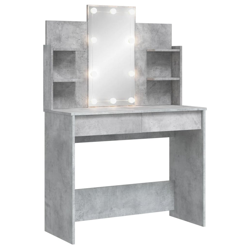 Peilipöytä LED-valoilla betoninharmaa 96x40x142 cm