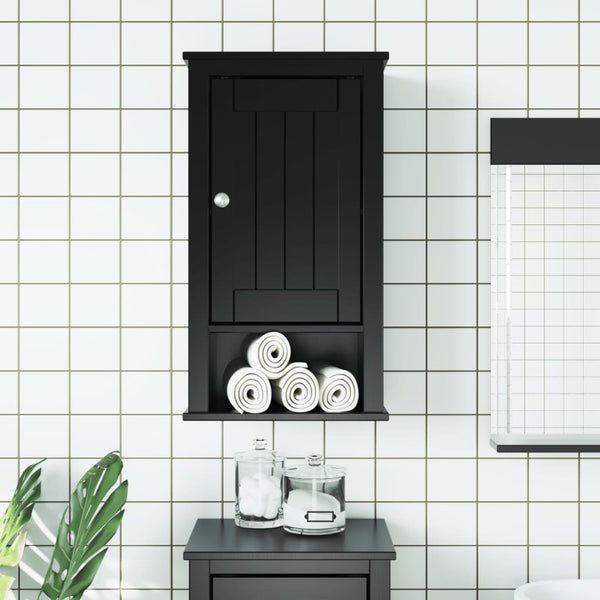 Kylpyhuoneen seinäkaappi BERG musta 40x27x71,5 cm täysi mänty