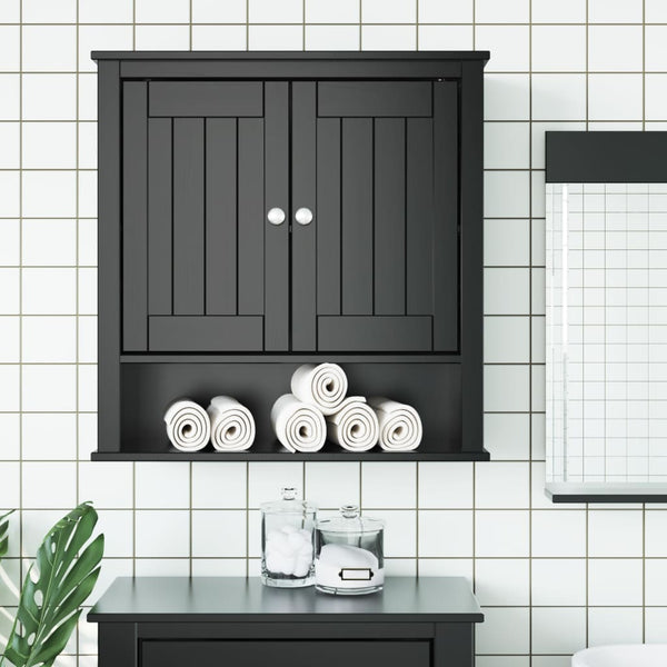 Kylpyhuoneen seinäkaappi BERG musta 69,5x27x71,5 cm täysi mänty