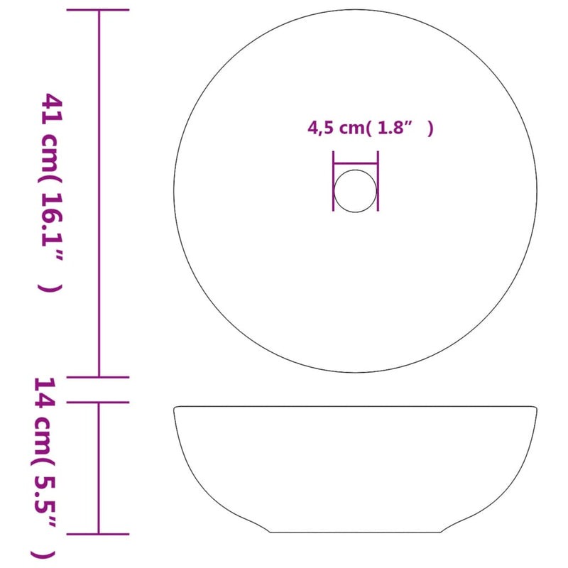 Pesuallas työtasolle musta ja pun. pyöreä Φ41x14 cm keraaminen