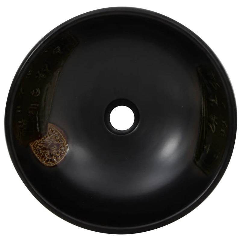 Pesuallas työtasolle musta pyöreä Φ41x14 cm keraaminen