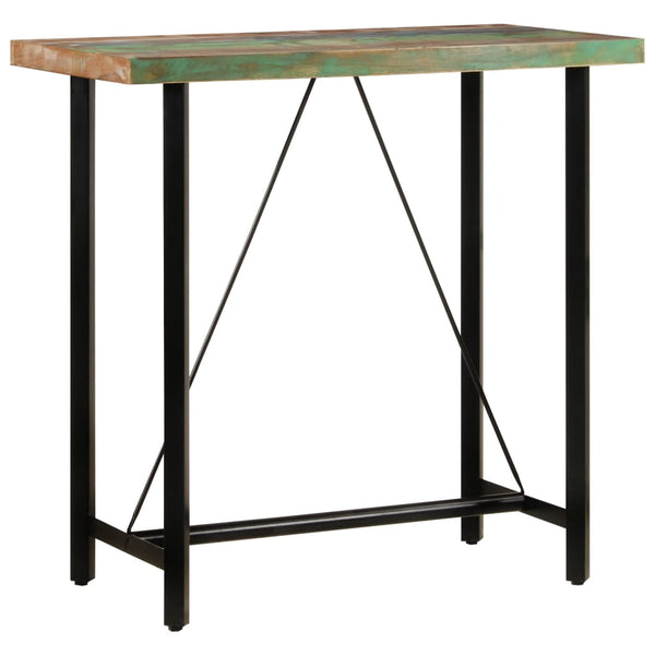 Baaripöytä 110x55x107 cm kierrätetty täyspuu ja rauta
