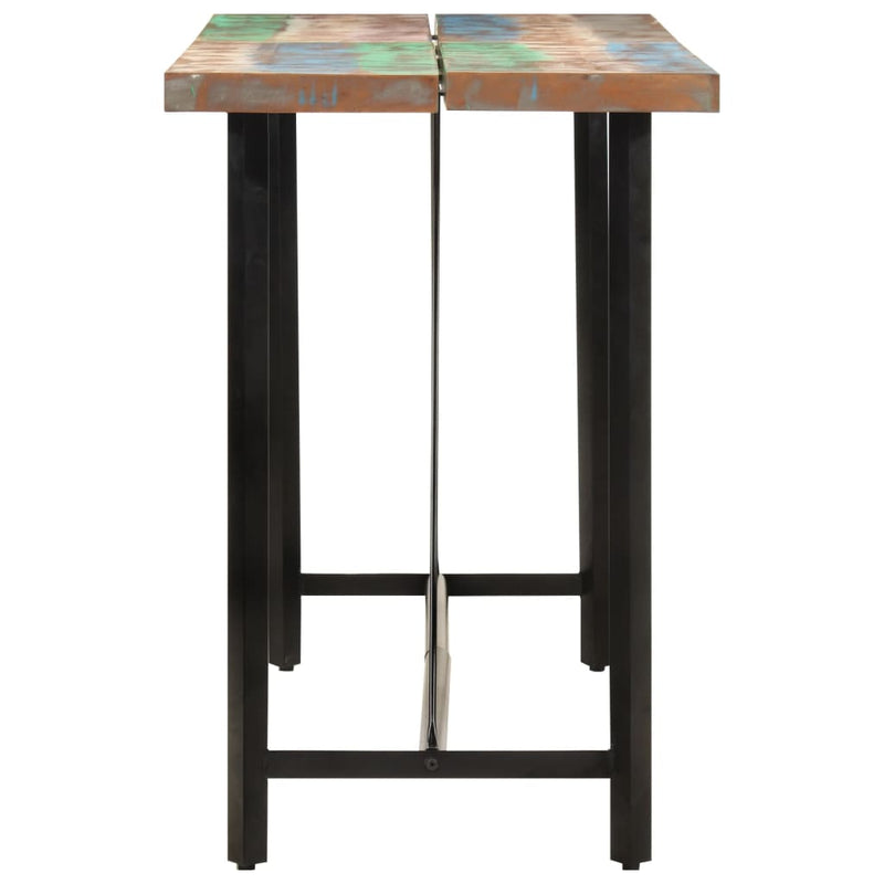 Baaripöytä 150x70x107 cm täysi kierrätyspuu ja rauta